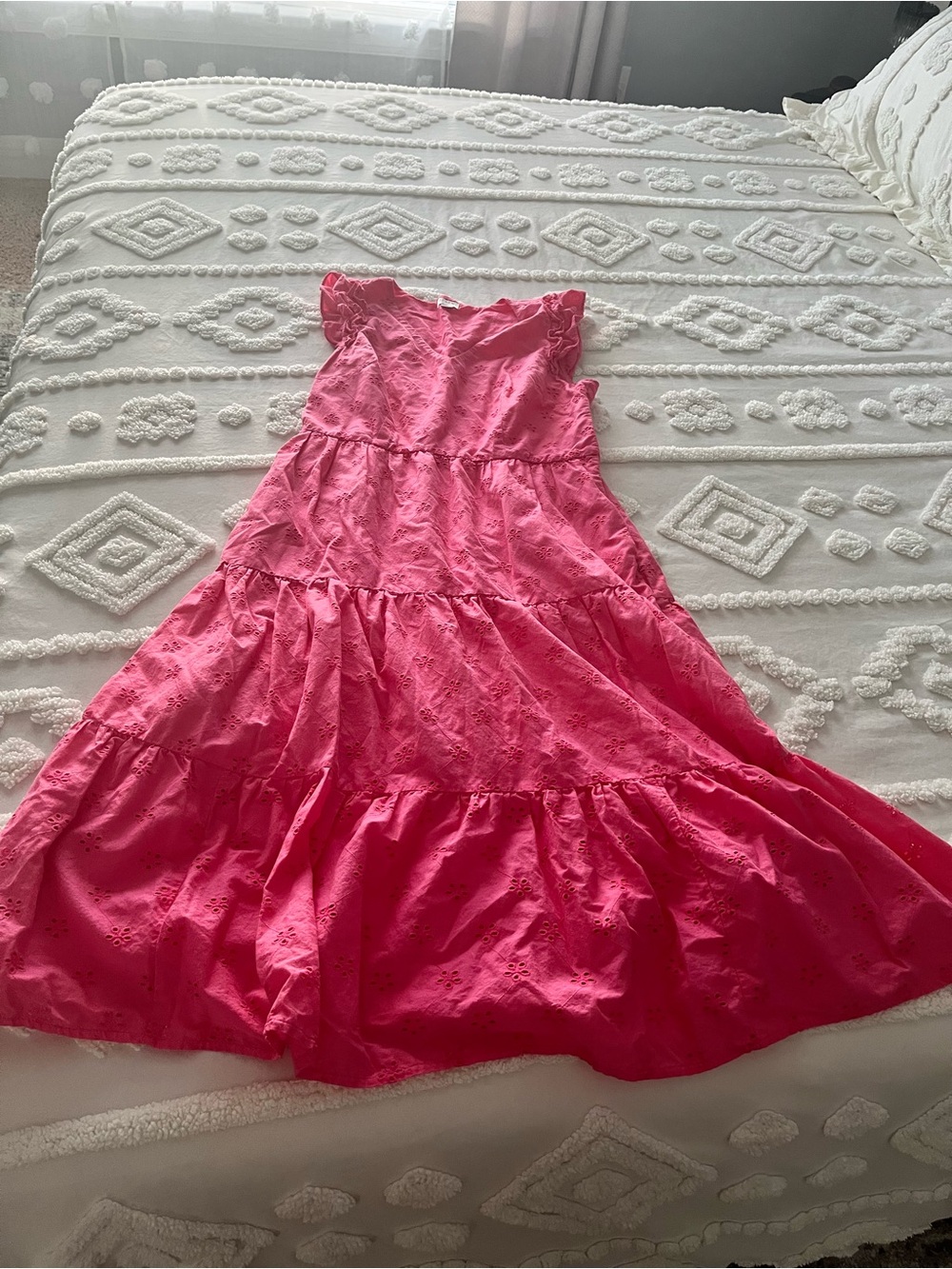 J. Crew Hot Pink Tiered Eyelet Sundress
